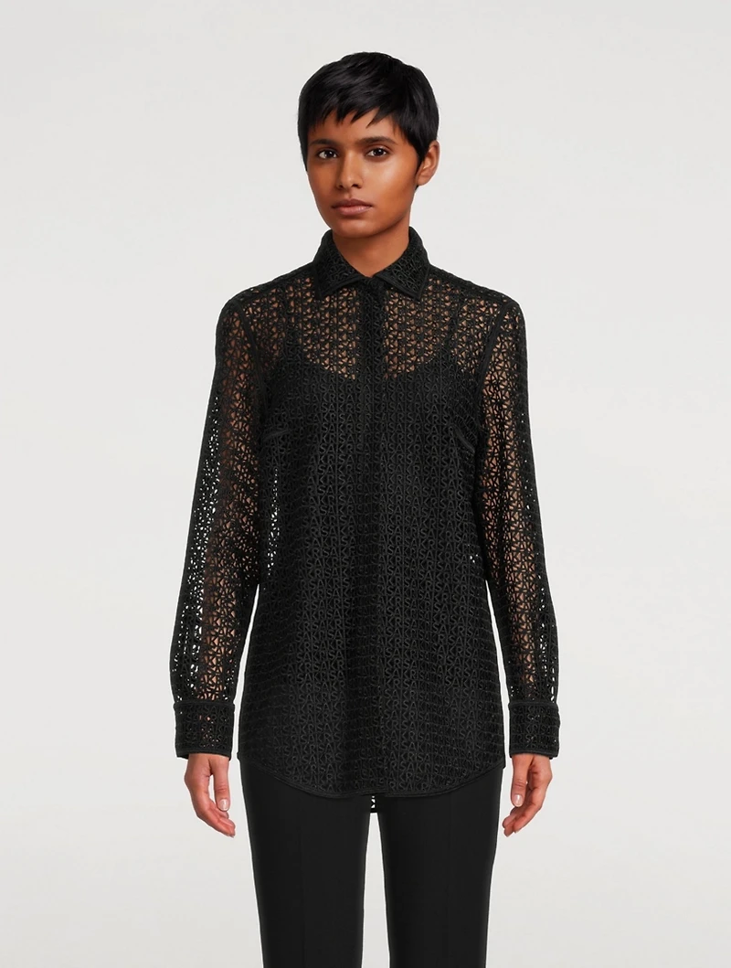 Cutout Logo Embroidered Shirt