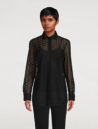 Cutout Logo Embroidered Shirt