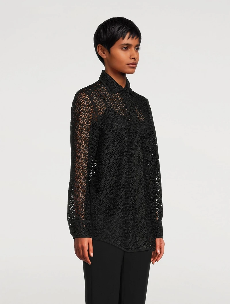 Cutout Logo Embroidered Shirt
