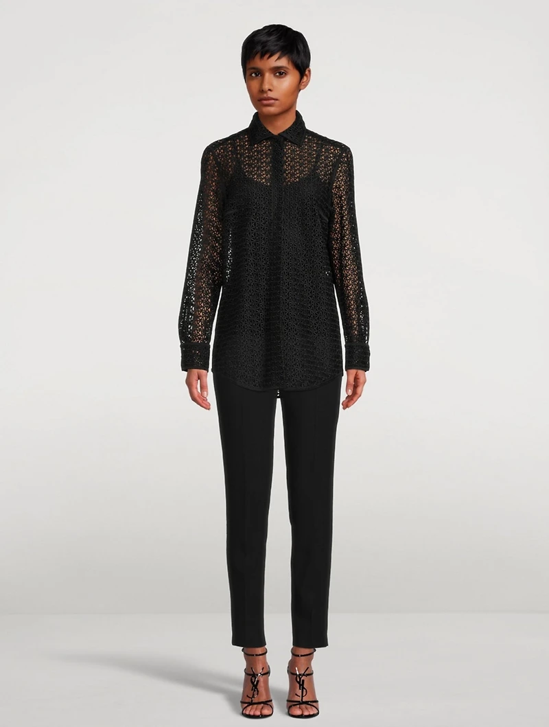 Cutout Logo Embroidered Shirt