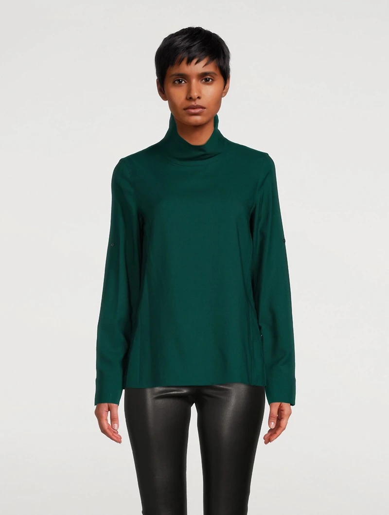 Wool Cowlneck Tunic Blouse