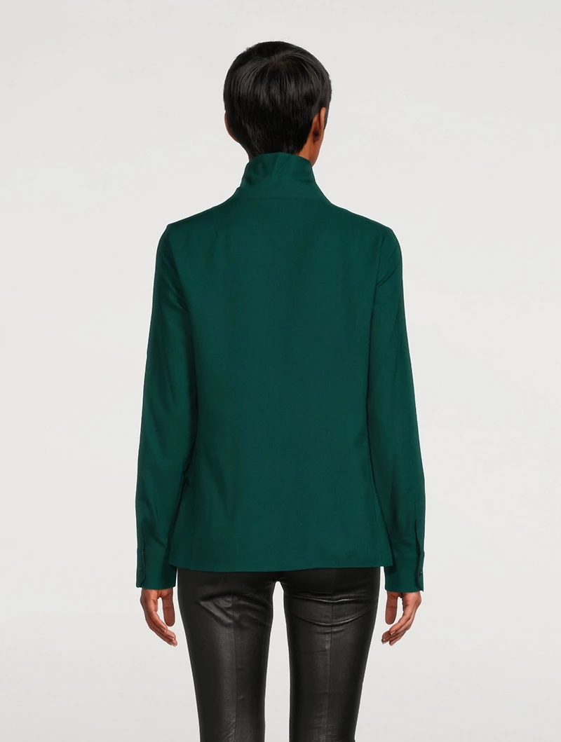 Wool Cowlneck Tunic Blouse