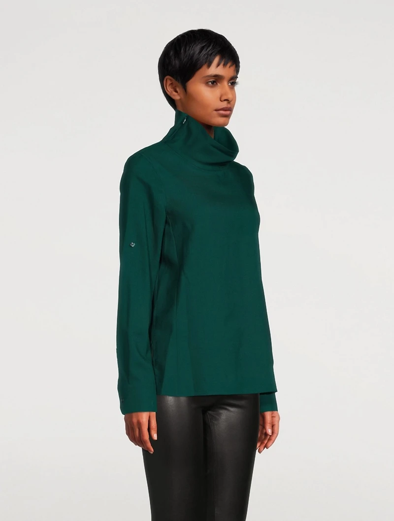 Wool Cowlneck Tunic Blouse