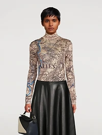 Cashmere And Silk Turtleneck Map Print