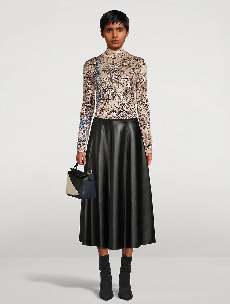 Cashmere And Silk Turtleneck Map Print
