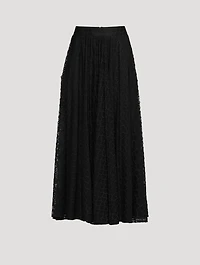 Embroidered Tulle Midi Skirt