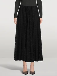 Embroidered Tulle Midi Skirt