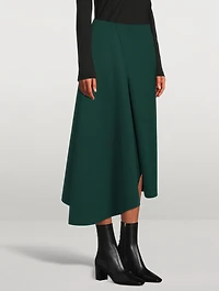Asymmetric Neoprene Midi Skirt