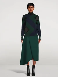 Asymmetric Neoprene Midi Skirt