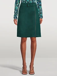 Zippered Suede Skirt With Belt