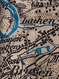 Long-Sleeve Wool Shirt Dress Map Print