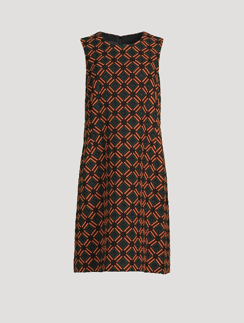 Embroidered Tile Sheath Dress
