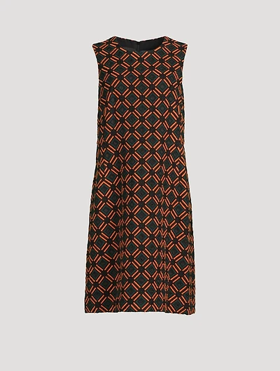 Embroidered Tile Sheath Dress