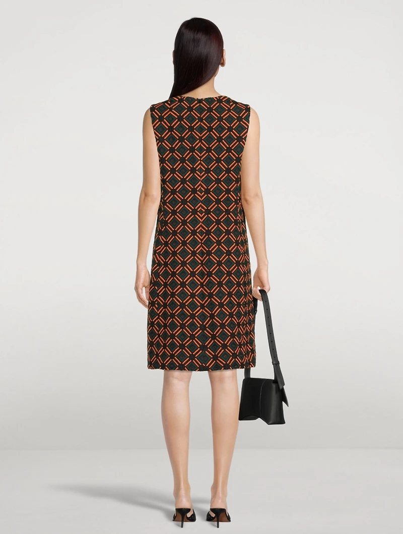 Embroidered Tile Sheath Dress