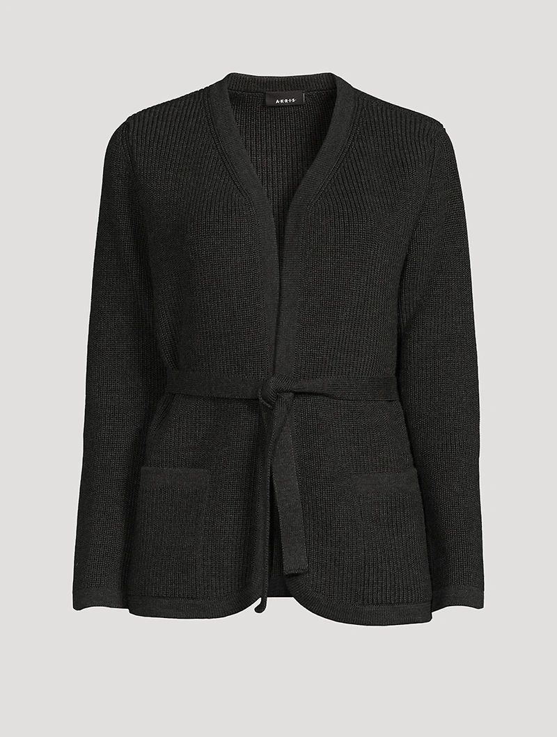 Belted Stretch Wool Cardigan