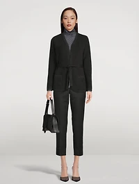 Belted Stretch Wool Cardigan