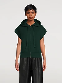 Short-Sleeve Hooded Cashmere Cardigan
