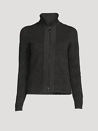 Jacquard Zip-Front Cardigan