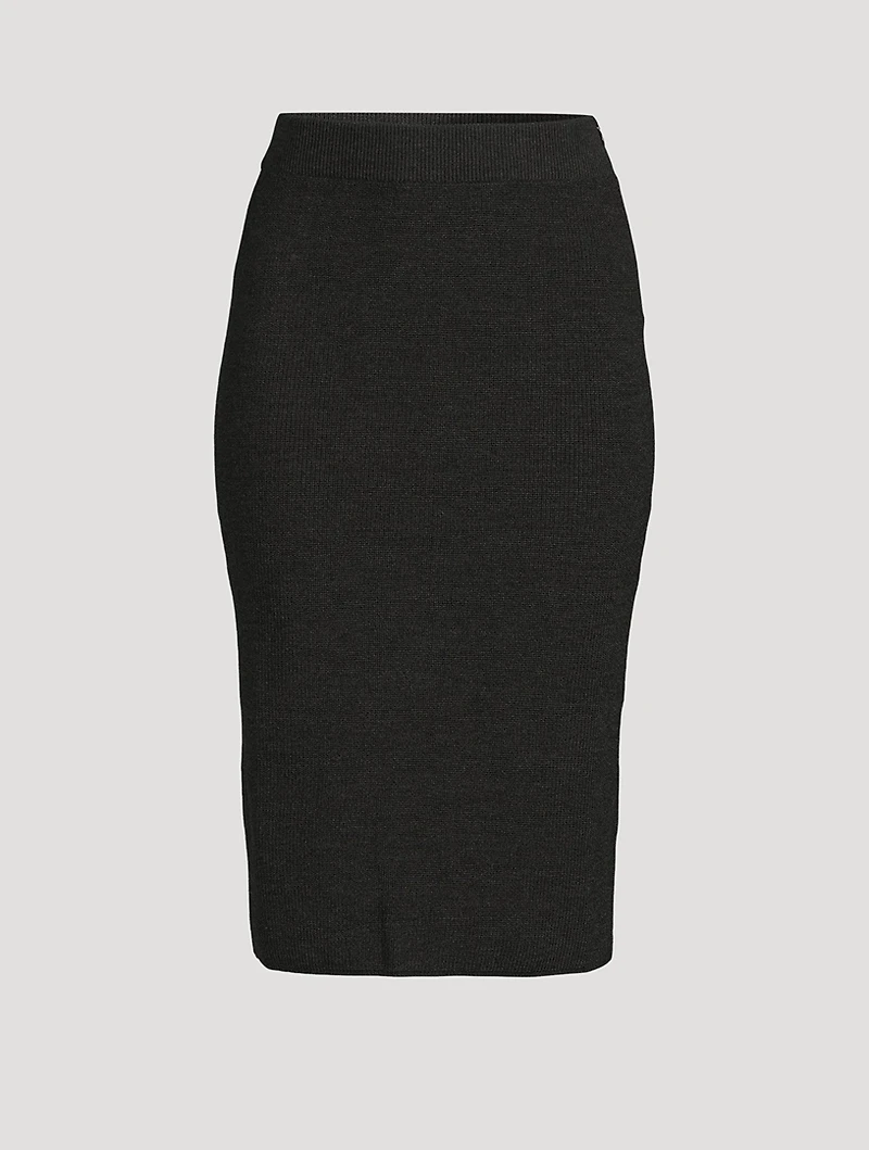 Stretch Wool Pencil Skirt