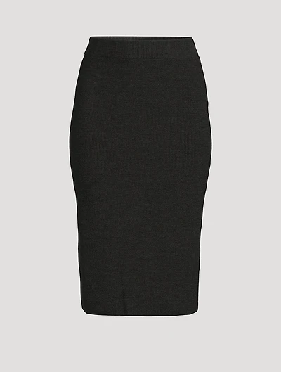Stretch Wool Pencil Skirt