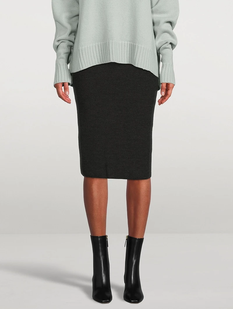 Stretch Wool Pencil Skirt