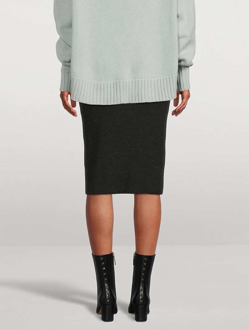 Stretch Wool Pencil Skirt