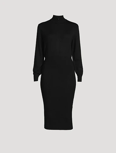 Stretch Wool Midi Dress