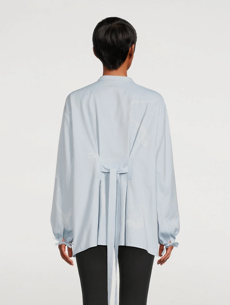 Paula's Ibiza Lizard Jacquard Blouse