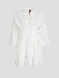 Paula's Ibiza Linen And Cotton Tie Mini Dress