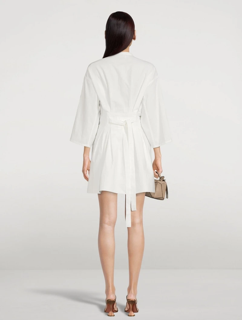 Paula's Ibiza Linen And Cotton Tie Mini Dress