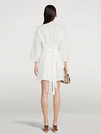 Paula's Ibiza Linen And Cotton Tie Mini Dress
