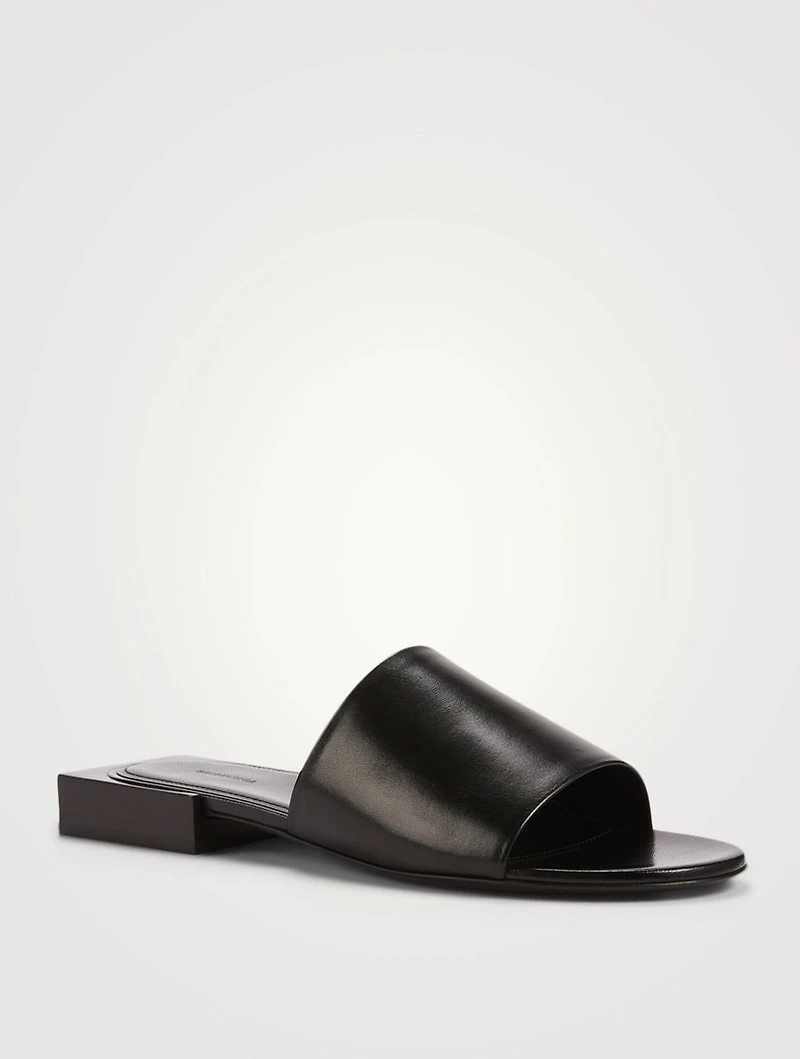 Box Leather Slide Sandals