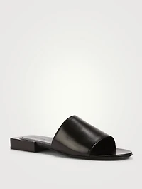 Box Leather Slide Sandals