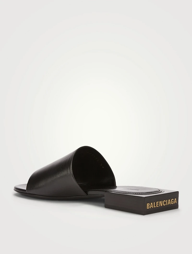 Box Leather Slide Sandals