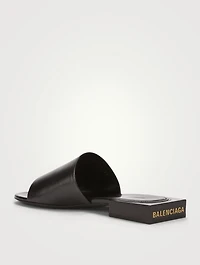 Box Leather Slide Sandals