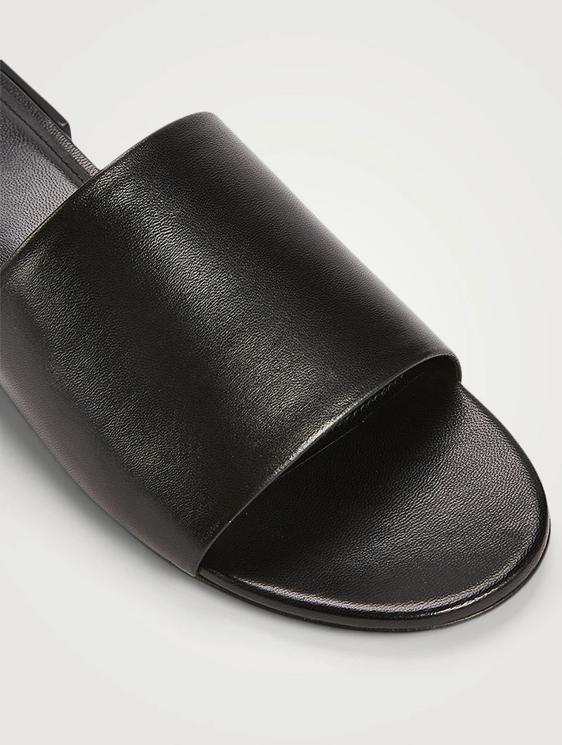 Box Leather Slide Sandals