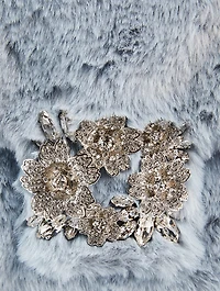 Mini RV Bouquet Strass Drape Faux Fur Clutch