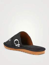 Woody Leather And Canvas Slippers