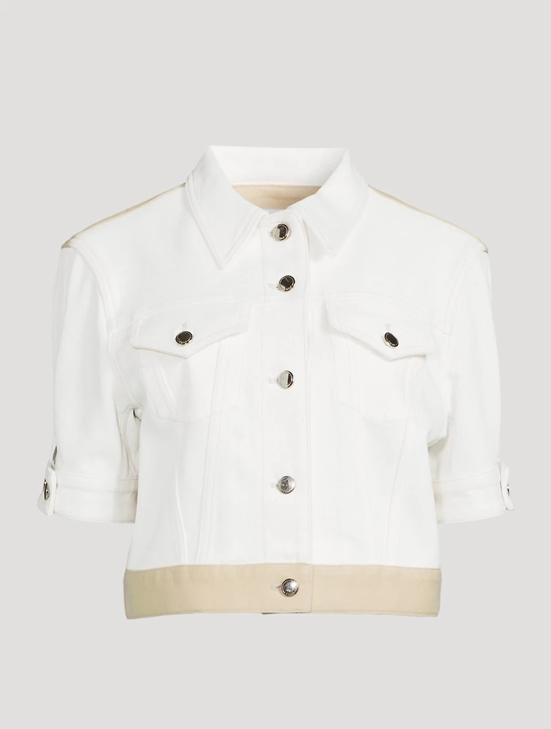 Short-Sleeve Cropped Denim Jacket