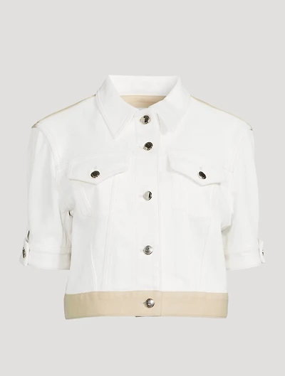 Short-Sleeve Cropped Denim Jacket