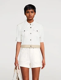Short-Sleeve Cropped Denim Jacket