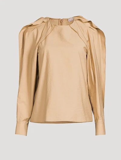 Puff-Sleeve Shirt With Pleated Detail