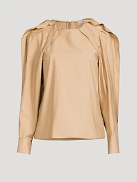 Puff-Sleeve Shirt With Pleated Detail