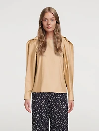 Puff-Sleeve Shirt With Pleated Detail