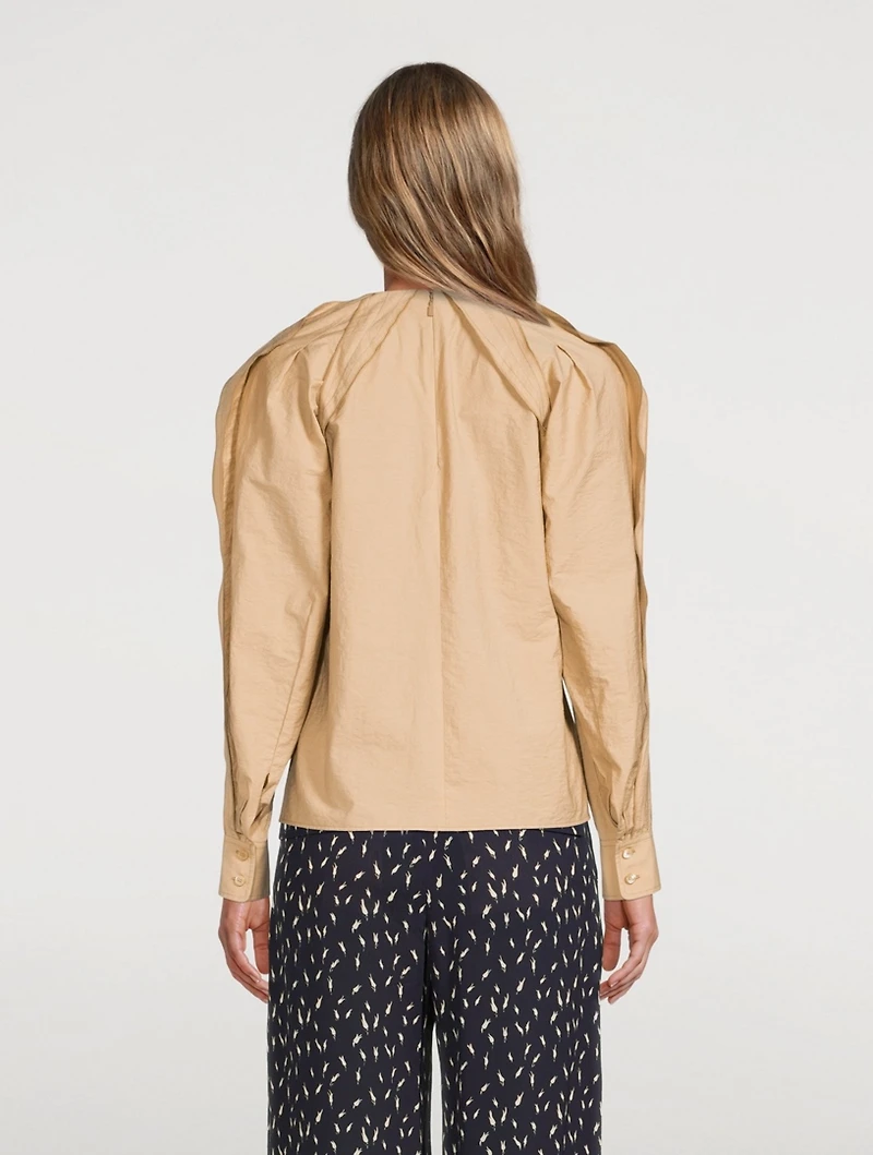 Puff-Sleeve Shirt With Pleated Detail