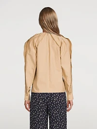Puff-Sleeve Shirt With Pleated Detail