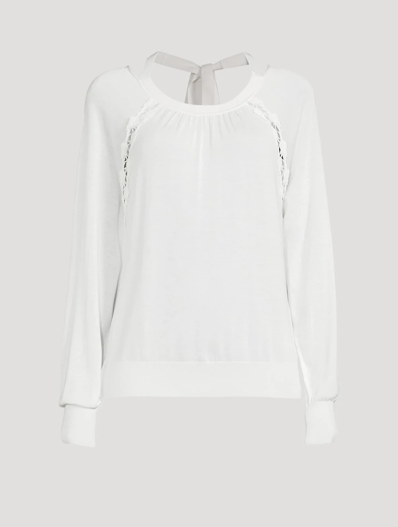 Silk And Cotton Sweater With Lace