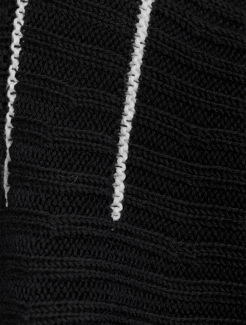 Open-Stitch Sweater With Puff-Sleeve