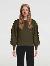Wool-Blend Ruffle-Sleeve Sweater
