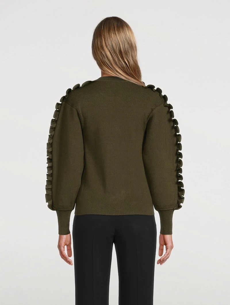 Wool-Blend Ruffle-Sleeve Sweater